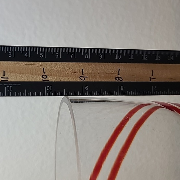 Mouth Blown Double Red Swirline Hand Blown Glass Vase - Picture 7 of 7